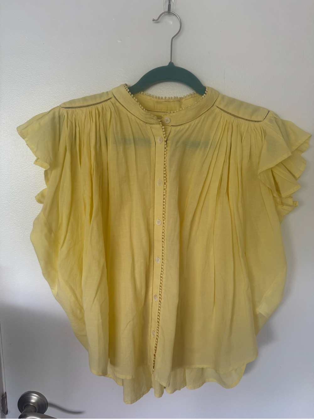 Madewell Sunny Yellow Ruffle-Sleeve Button Front Blouse